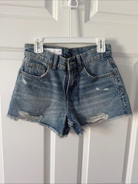 Zara Faded Blue Distressed Denim Cutoff Shorts